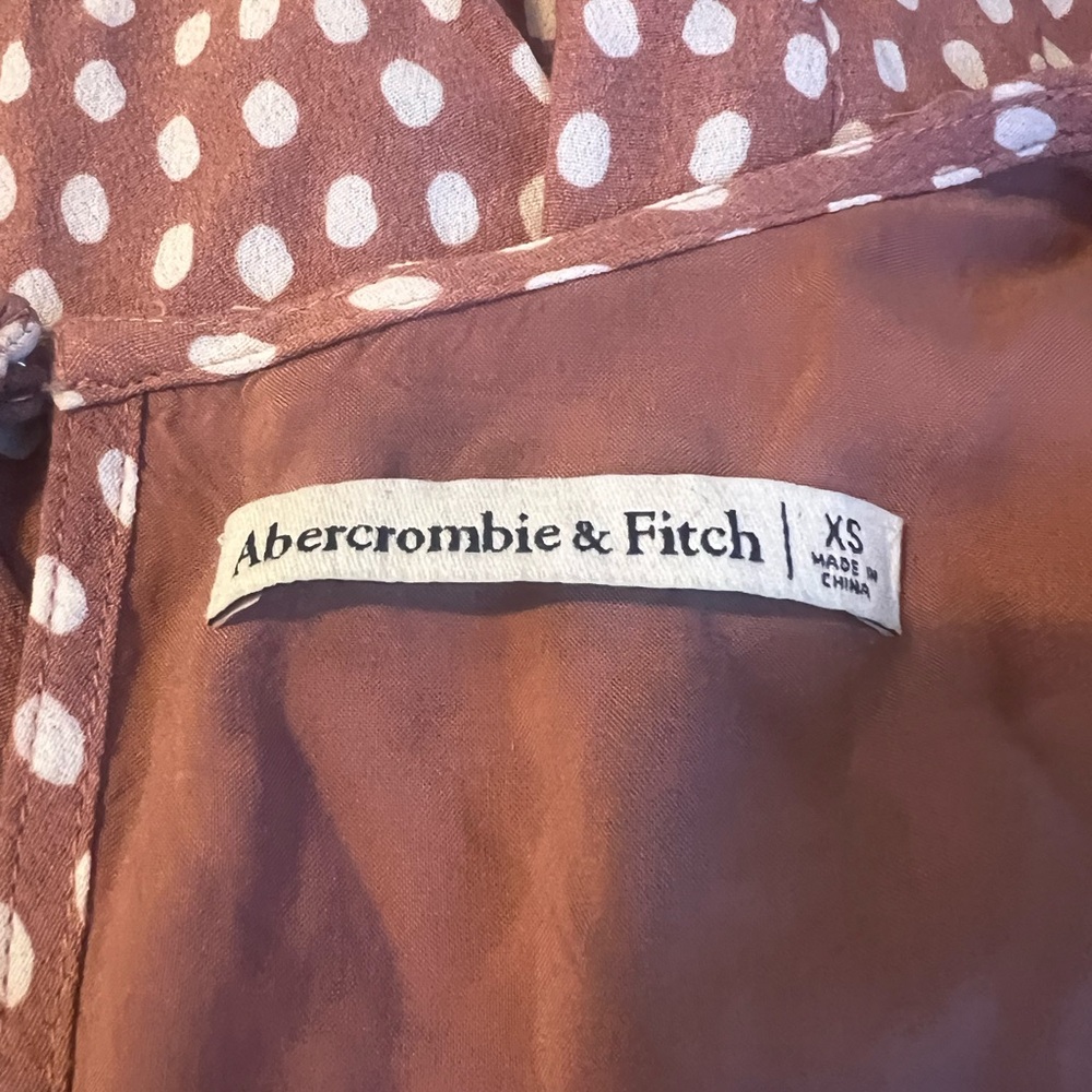 Abercrombie & Fitch A&F Brown White Polka Dot V Neck Long Sleeve Romper Women XS - Picture 3 of 6